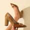 Elegant Womens Block Heel Pumps Pointed Toe Buckle Heels 3