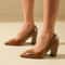 Elegant Womens Block Heel Pumps Pointed Toe Buckle Heels 6