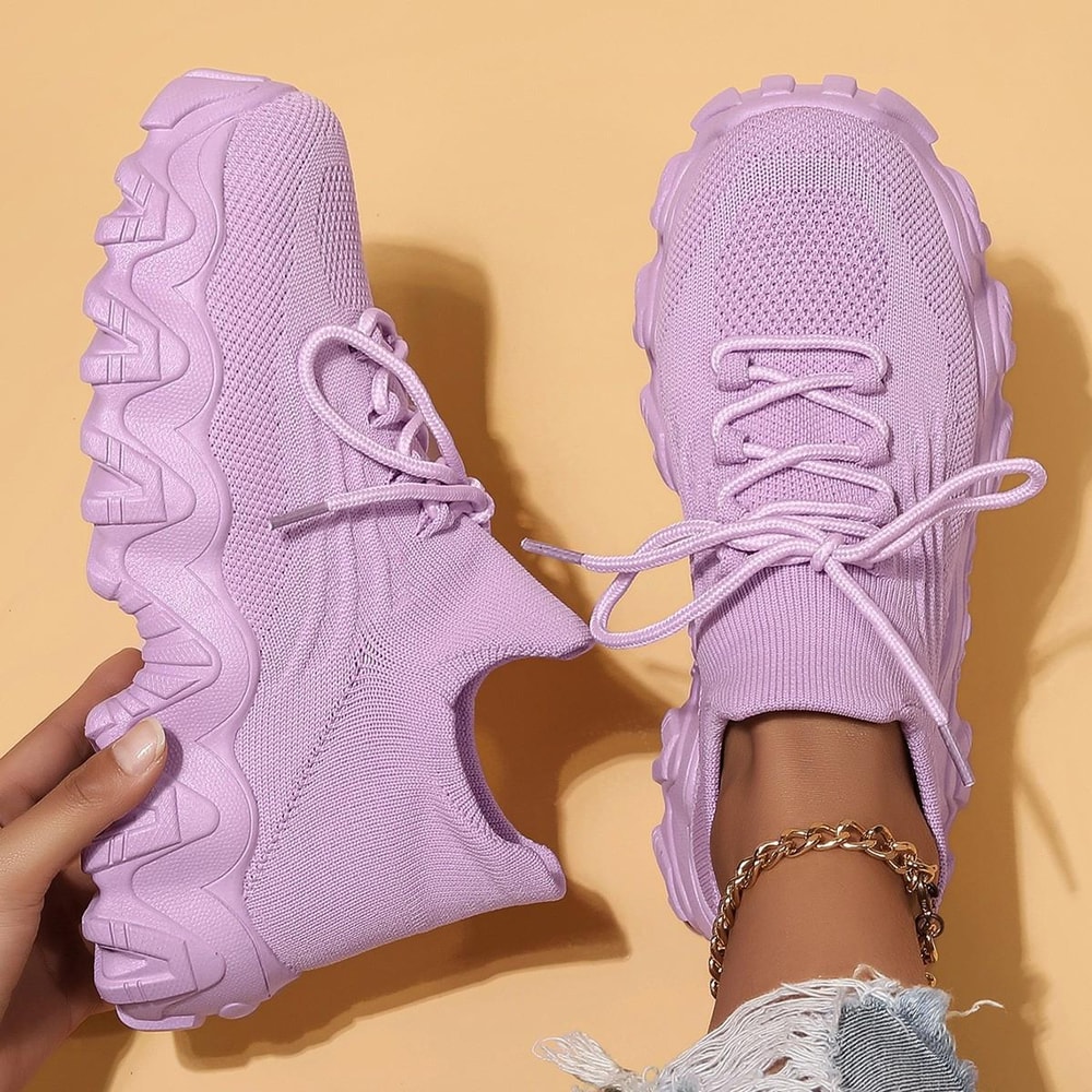 Breathable Mesh Sneakers Women Slip On Platform Walking Shoes 14