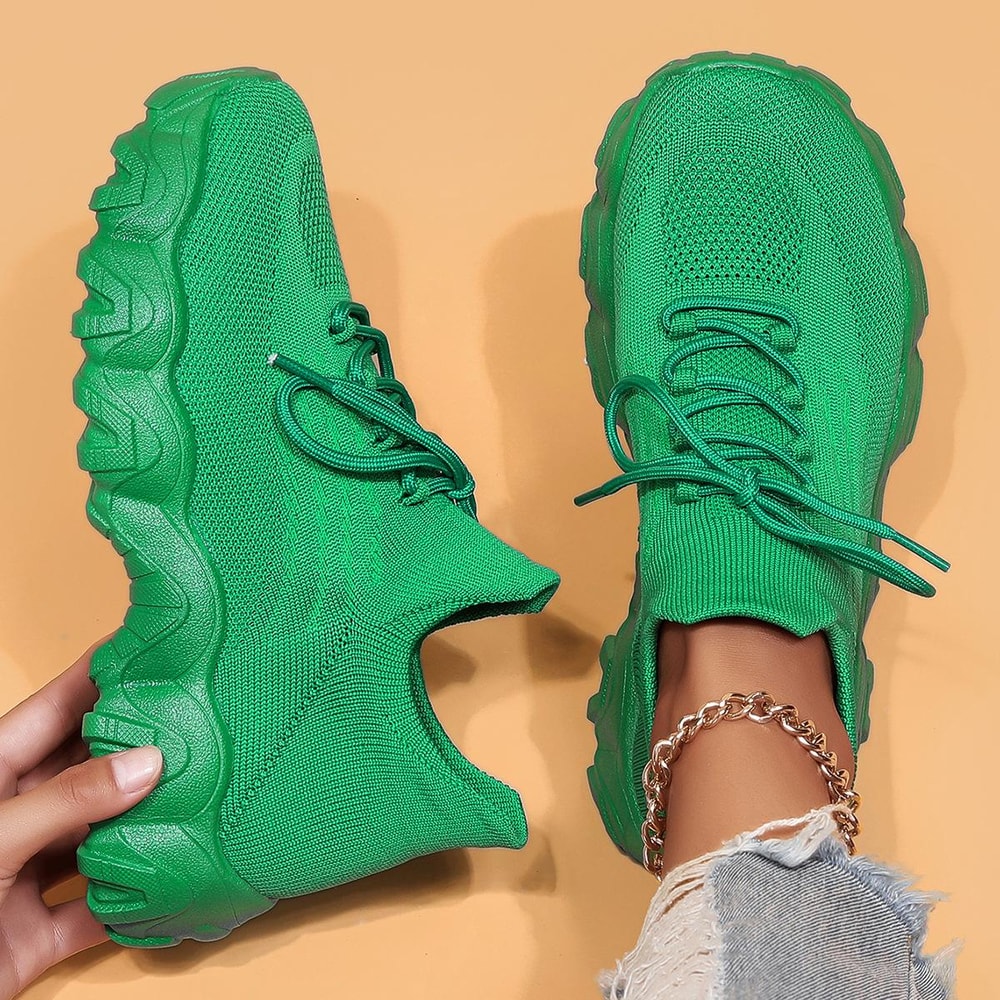 Breathable Mesh Sneakers Women Slip On Platform Walking Shoes 16