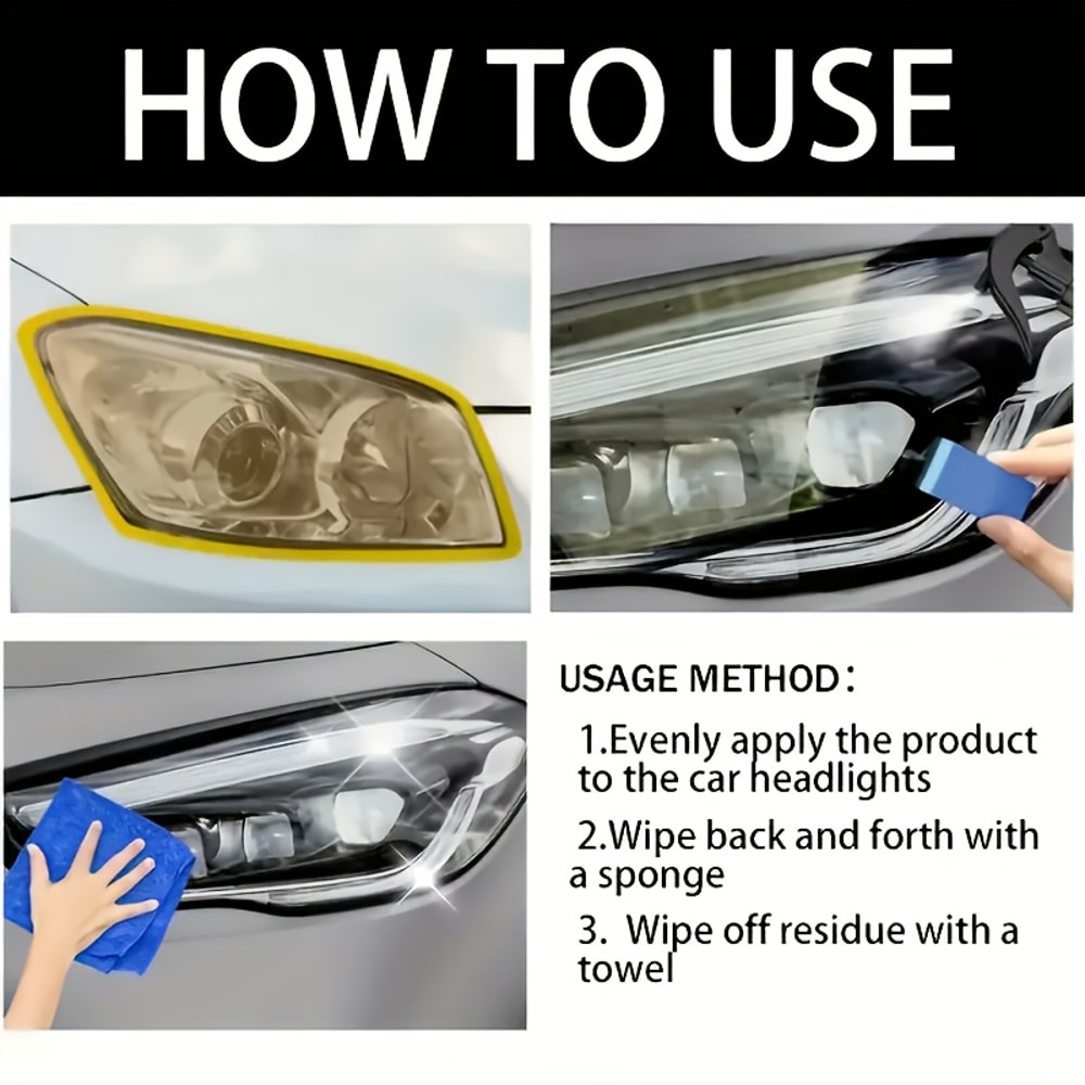 Car Headlight Restoration Kit For Clear Bright Lights And Scratch Removal 5