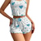 Soft Breathable Women Pajama Set Cute Heart Print Tank And Shorts Sleepwear 3