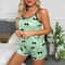 Summer Ice Silk Pajama Set For Women Heart Print Sleepwear Shorts Set 3