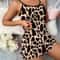 Leopard Print Satin Pajama Set Women Summer Cami Shorts Sleepwear