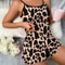 Leopard Print Satin Pajama Set Women Summer Cami Shorts Sleepwear