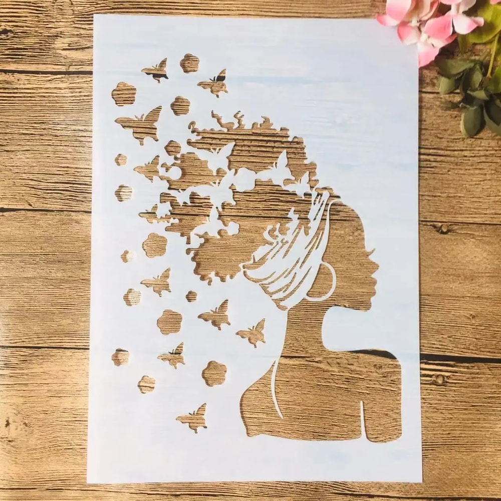 African Beauty Lady Stencil for Wall Painting Scrapbook and DIY Art Template