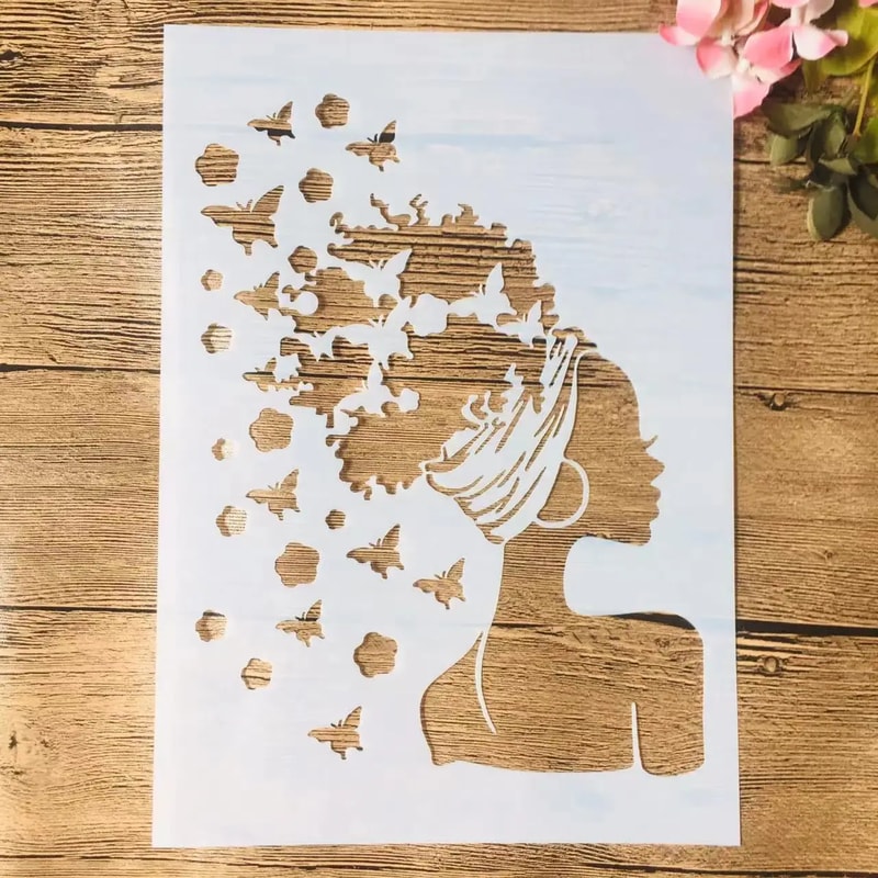 African Beauty Lady Stencil for Wall Painting Scrapbook and DIY Art Template