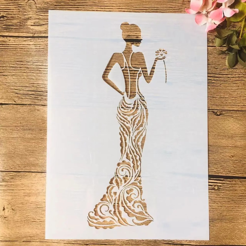 African Beauty Lady Stencil for Wall Painting Scrapbook and DIY Art Template