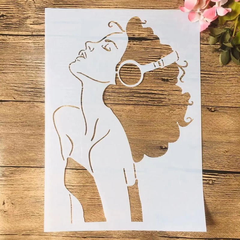 African Beauty Lady Stencil for Wall Painting Scrapbook and DIY Art Template