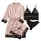 Satin Lace Pajama Set For Women 4 Piece Sleepwear Lingerie Nightwear 2