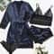 Satin Lace Pajama Set For Women 4 Piece Sleepwear Lingerie Nightwear 5