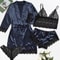 Satin Lace Pajama Set For Women 4 Piece Sleepwear Lingerie Nightwear 5