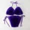 Faux Fur Bikini Set Plush Halter Triangle Swimsuit for Women
