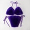 Faux Fur Bikini Set Plush Halter Triangle Swimsuit for Women