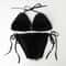 Faux Fur Bikini Set Plush Halter Triangle Swimsuit for Women