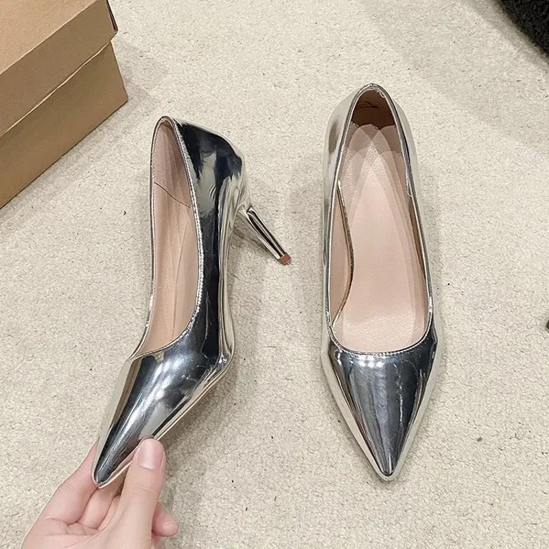 Soft Leather Pointed Toe Pumps High Heel Wedding Office Shoes For Women 5