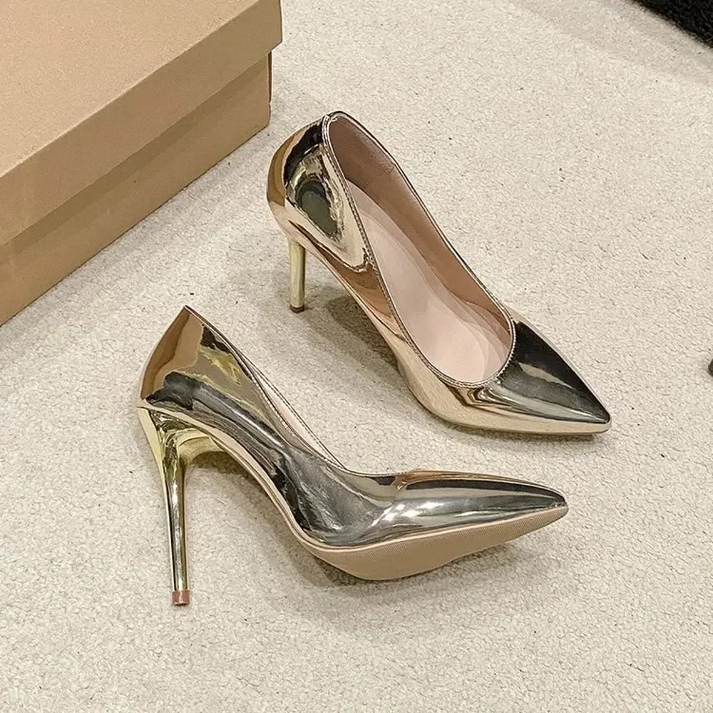 Soft Leather Pointed Toe Pumps High Heel Wedding Office Shoes For Women 0