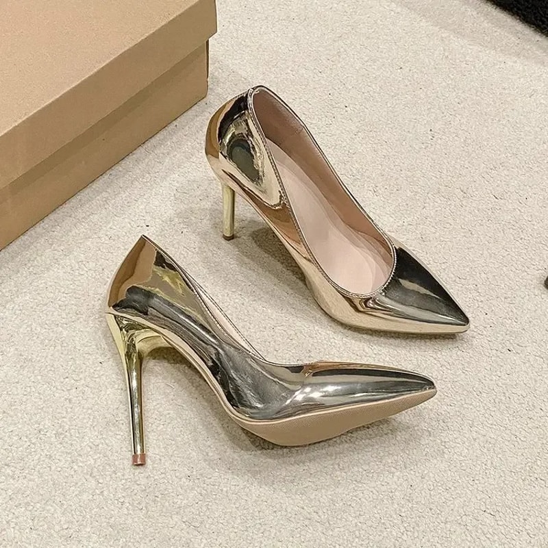 Soft Leather Pointed Toe Pumps High Heel Wedding Office Shoes For Women 0