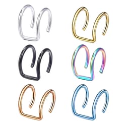 titanium steel fake septum ring clip on lip nose hoop piercing jewelry