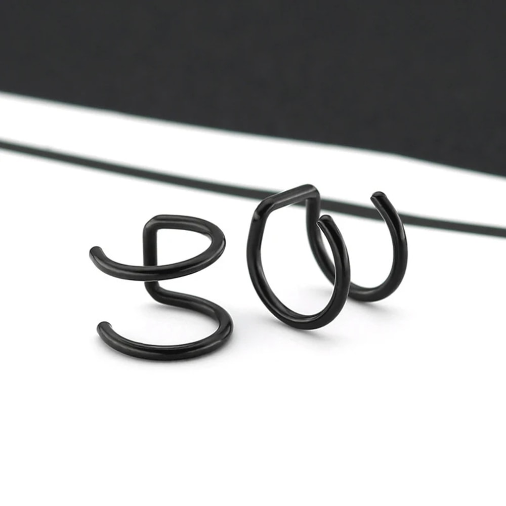 Titanium Steel Fake Septum Ring Clip On Lip Nose Hoop Piercing Jewelry