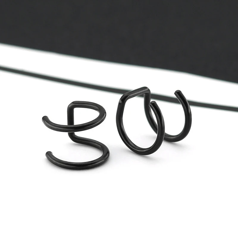 Titanium Steel Fake Septum Ring Clip On Lip Nose Hoop Piercing Jewelry