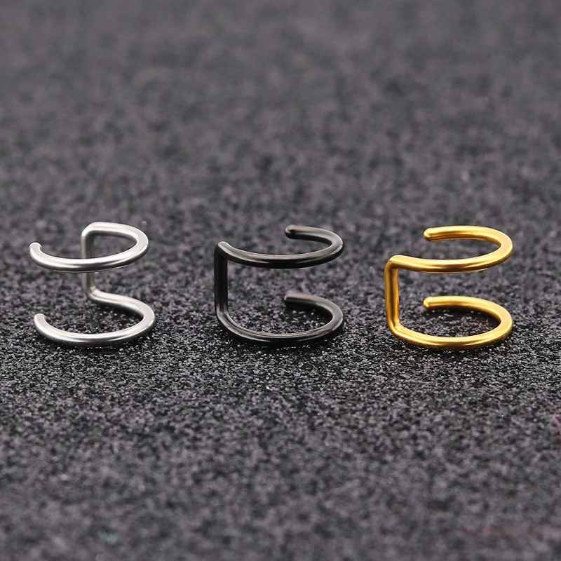 Titanium Steel Fake Septum Ring Clip On Lip Nose Hoop Piercing Jewelry