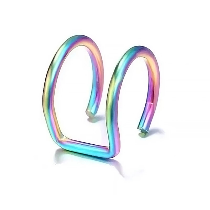 Titanium Steel Fake Septum Ring Clip On Lip Nose Hoop Piercing Jewelry