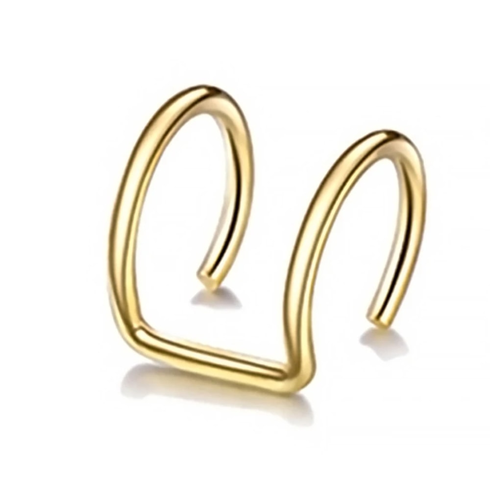 Titanium Steel Fake Septum Ring Clip On Lip Nose Hoop Piercing Jewelry