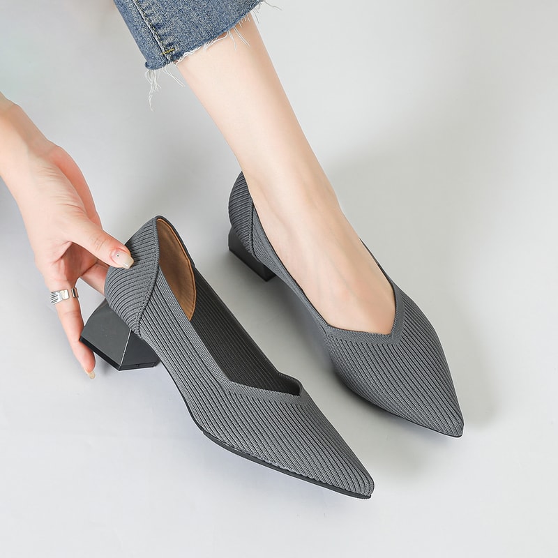 Breathable Knitted Pointed High Heel Shoes for Women Comfortable Anti Slip Sole