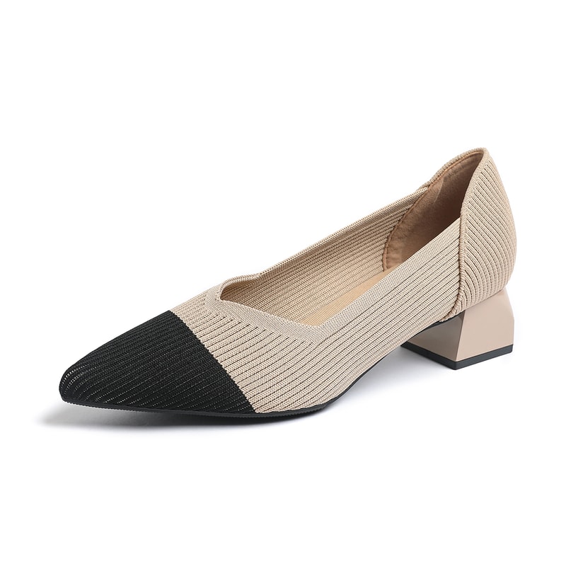 Breathable Knitted Pointed High Heel Shoes for Women Comfortable Anti Slip Sole