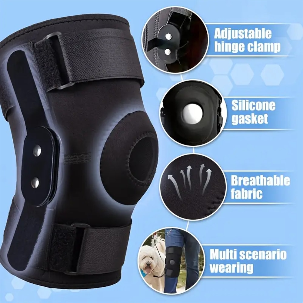 Patella Spring Support Knee Brace Compression Sleeve With Hinged Stabilizers For Knee Pain Relief 1