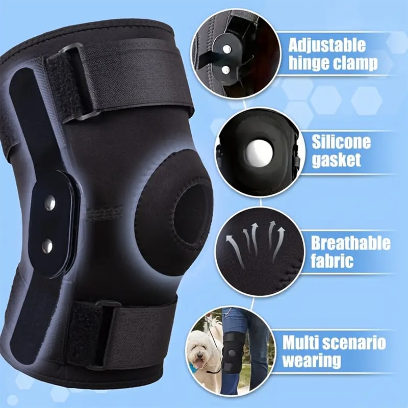 Patella Spring Support Knee Brace Compression Sleeve With Hinged Stabilizers For Knee Pain Relief 1