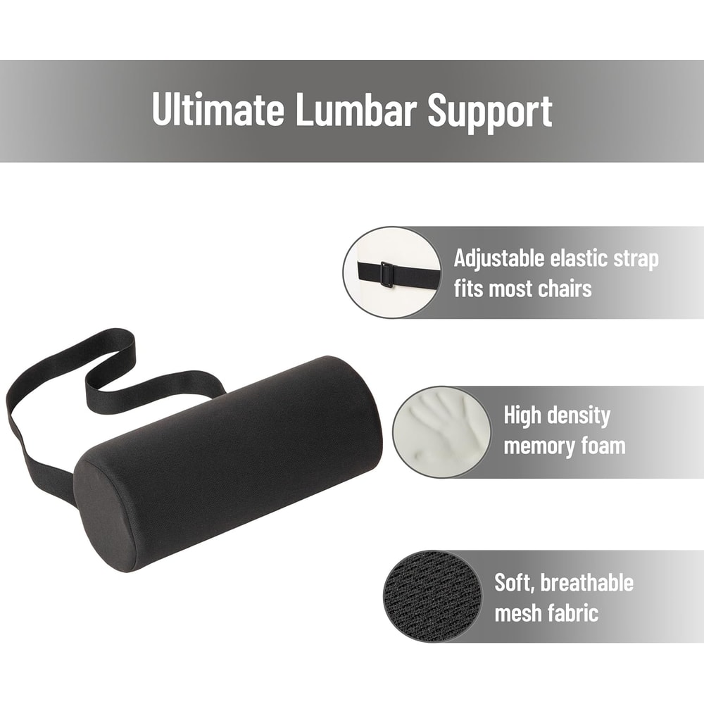 ErgoRelief Lumbar Support Cushion Memory Foam Back Pillow for Car Office and Home Chairs