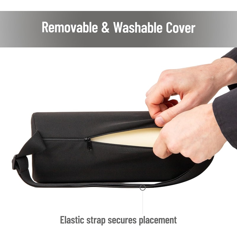 ErgoRelief Lumbar Support Cushion Memory Foam Back Pillow for Car Office and Home Chairs