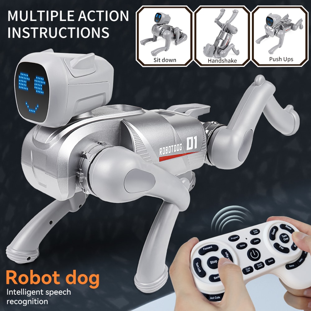 AI Smart Robot Dog Toy with Voice Control Programmable Interactive RC Puppy for Kids