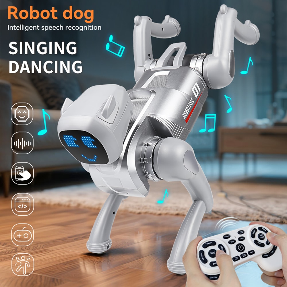 AI Smart Robot Dog Toy with Voice Control Programmable Interactive RC Puppy for Kids