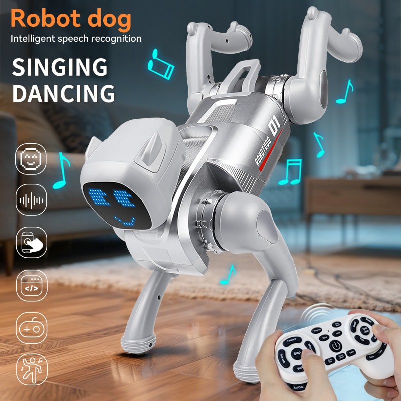 AI Smart Robot Dog Toy with Voice Control Programmable Interactive RC Puppy for Kids