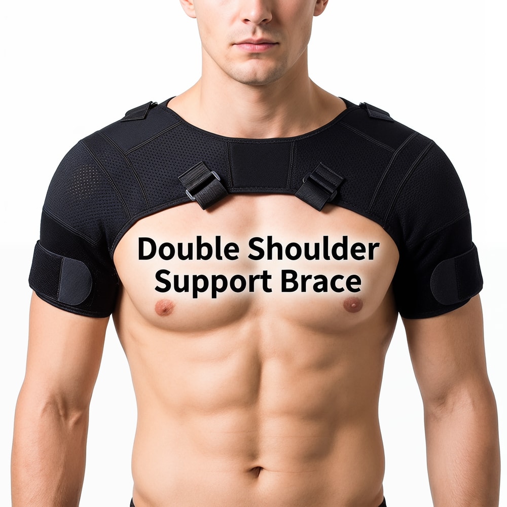 Dual Shoulder Support Brace For Pain Relief Adjustable Shoulder Brace Compression Strap 1