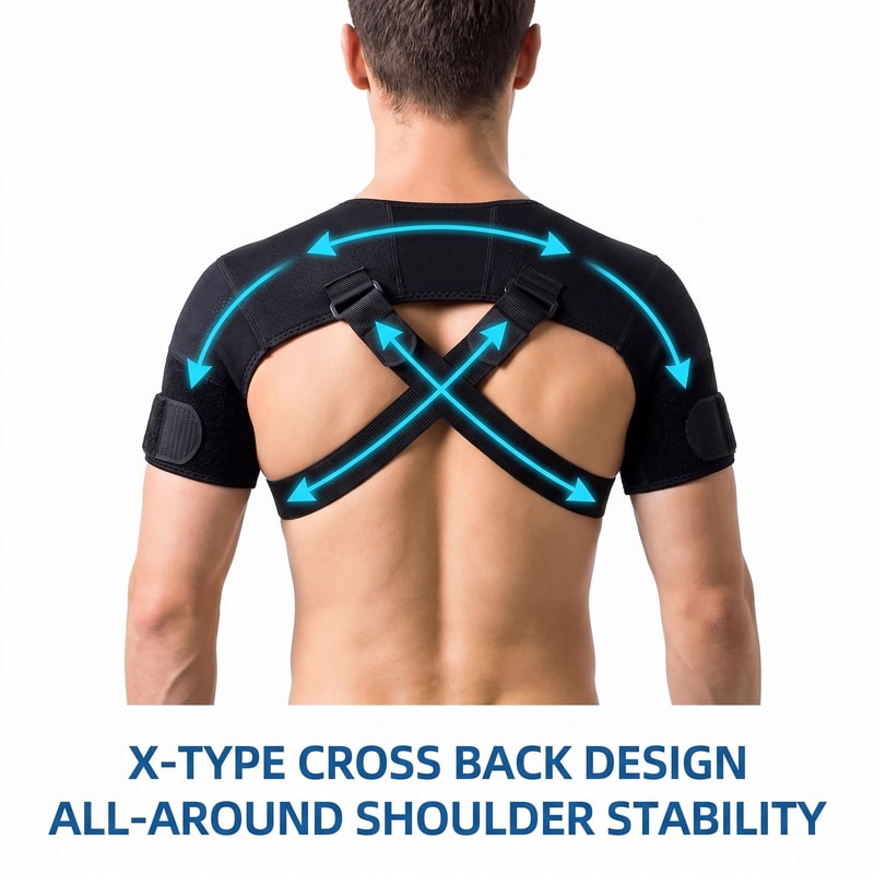 Dual Shoulder Support Brace For Pain Relief Adjustable Shoulder Brace Compression Strap 2