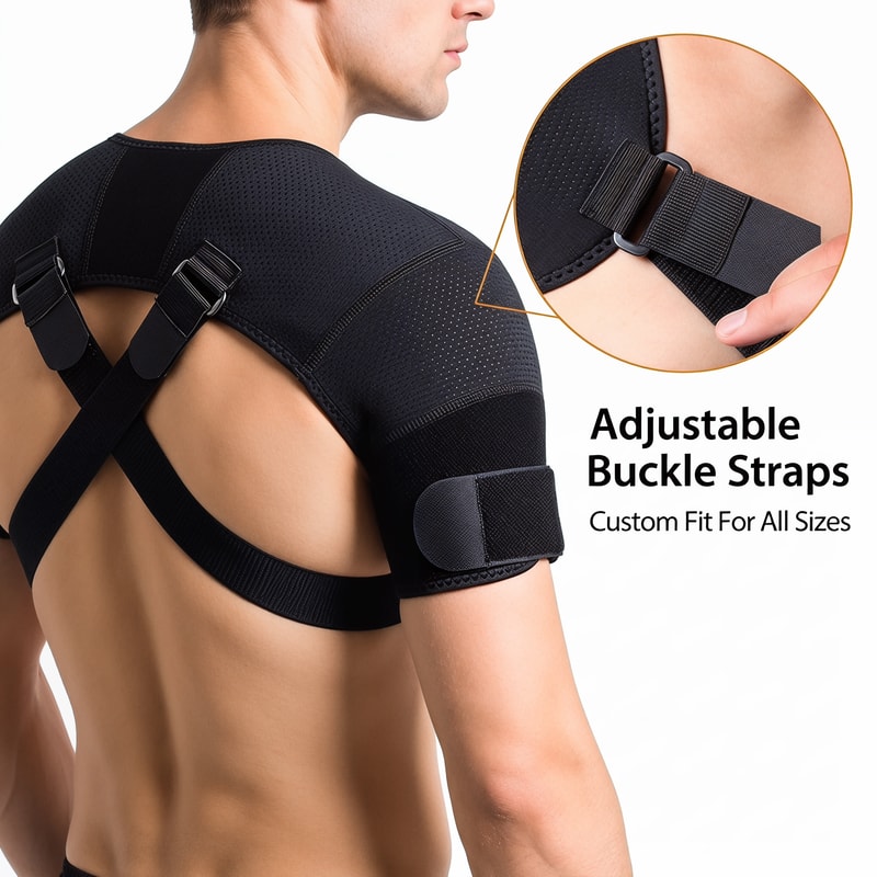 Dual Shoulder Support Brace For Pain Relief Adjustable Shoulder Brace Compression Strap 3