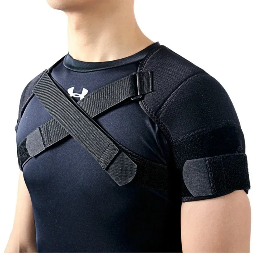 Dual Shoulder Support Brace For Pain Relief Adjustable Shoulder Brace Compression Strap 0