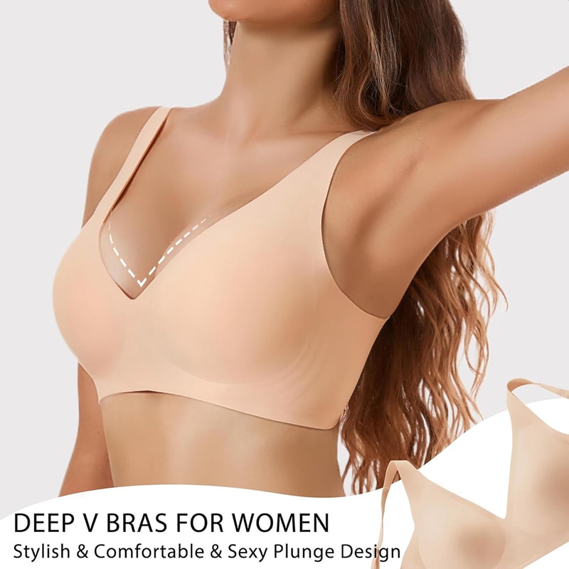 CloudLift Wireless Push Up Bra Seamless Deep V Jelly Bra for Everyday Comfort
