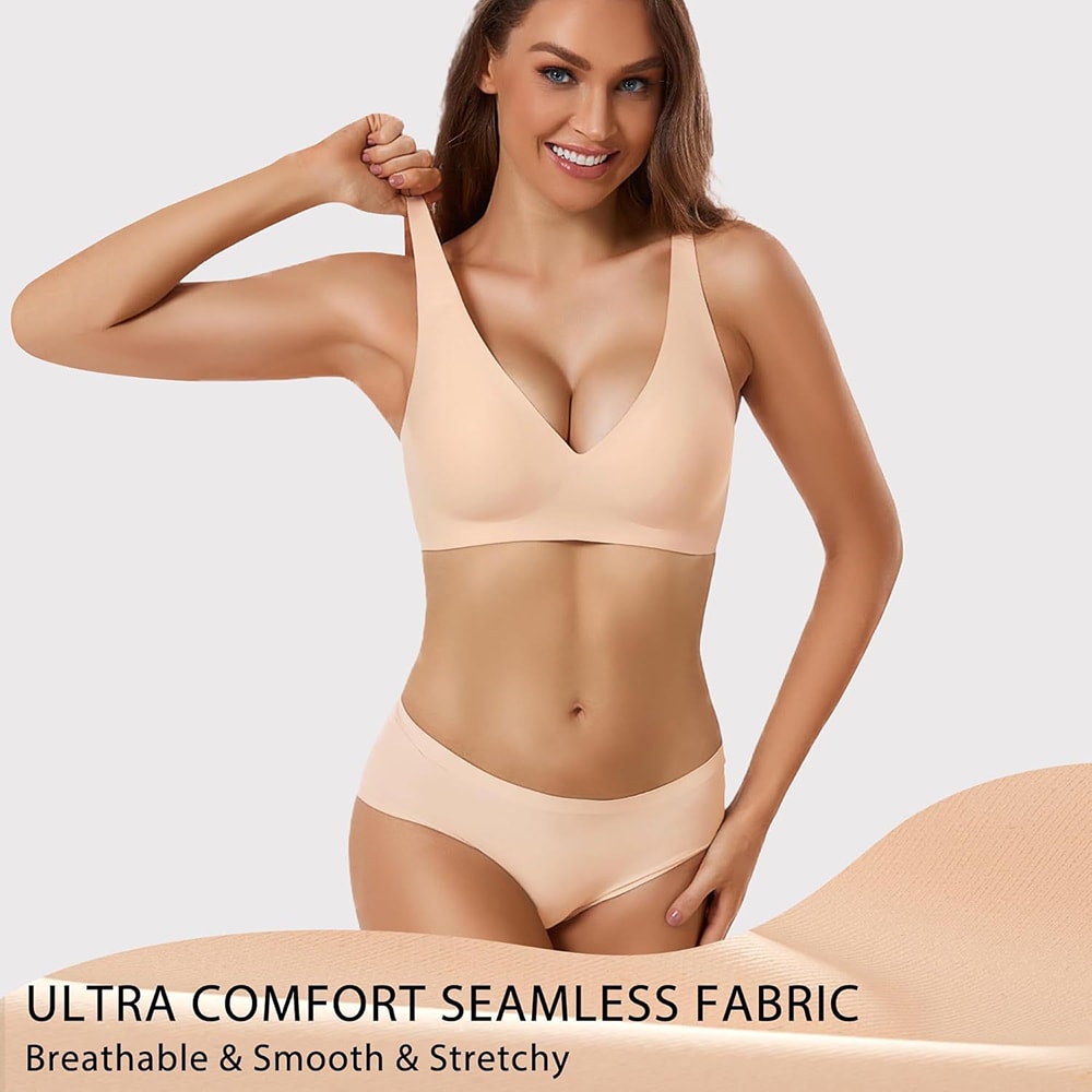 CloudLift Wireless Push Up Bra Seamless Deep V Jelly Bra for Everyday Comfort