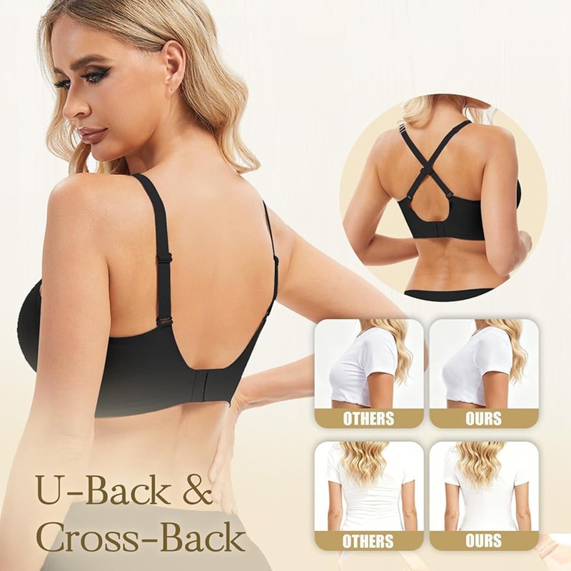 CloudLift Wireless Push Up Bra Seamless Deep V Jelly Bra for Everyday Comfort