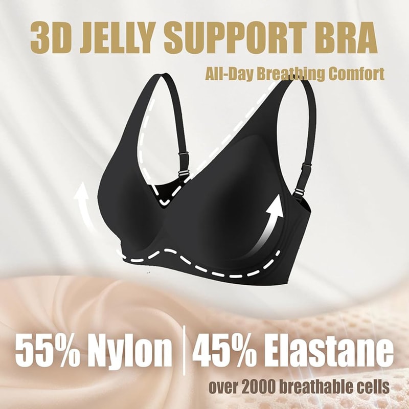 CloudLift Wireless Push Up Bra Seamless Deep V Jelly Bra for Everyday Comfort