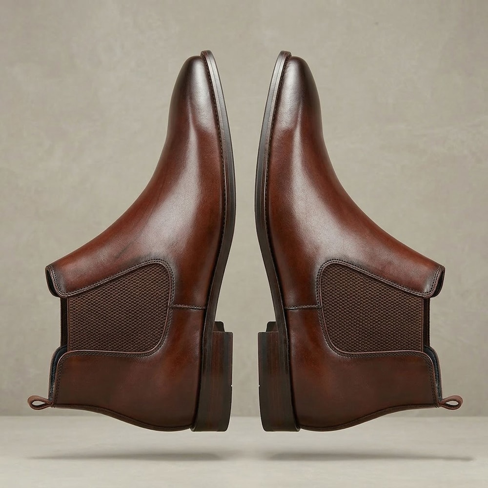 Mens Calf Leather Chelsea Boots British Riding Style Winter Ankle Boots 1