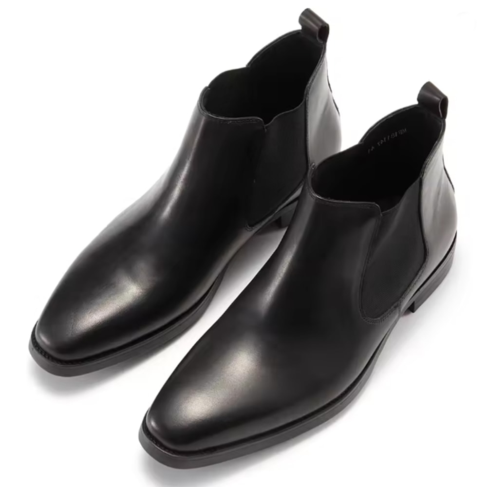 Mens Calf Leather Chelsea Boots British Riding Style Winter Ankle Boots 4
