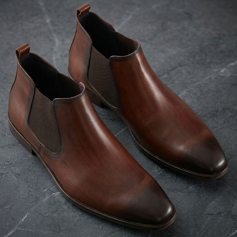Mens Calf Leather Chelsea Boots British Riding Style Winter Ankle Boots 5