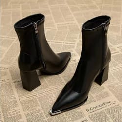 french retro pointed toe ankle boots high heel chelsea booties for women
