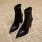 French Retro Pointed Toe Ankle Boots High Heel Chelsea Booties For Women 6